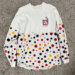 Disney White and Multicolor Polka Dot Long Sleeve Tee